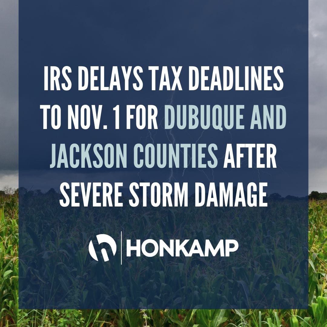 IRS Delays Tax Deadlines to November 1 for Dubuque and 